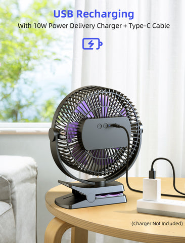 8-Inch Clip Fan | 10000mAh Rechargeable Battery